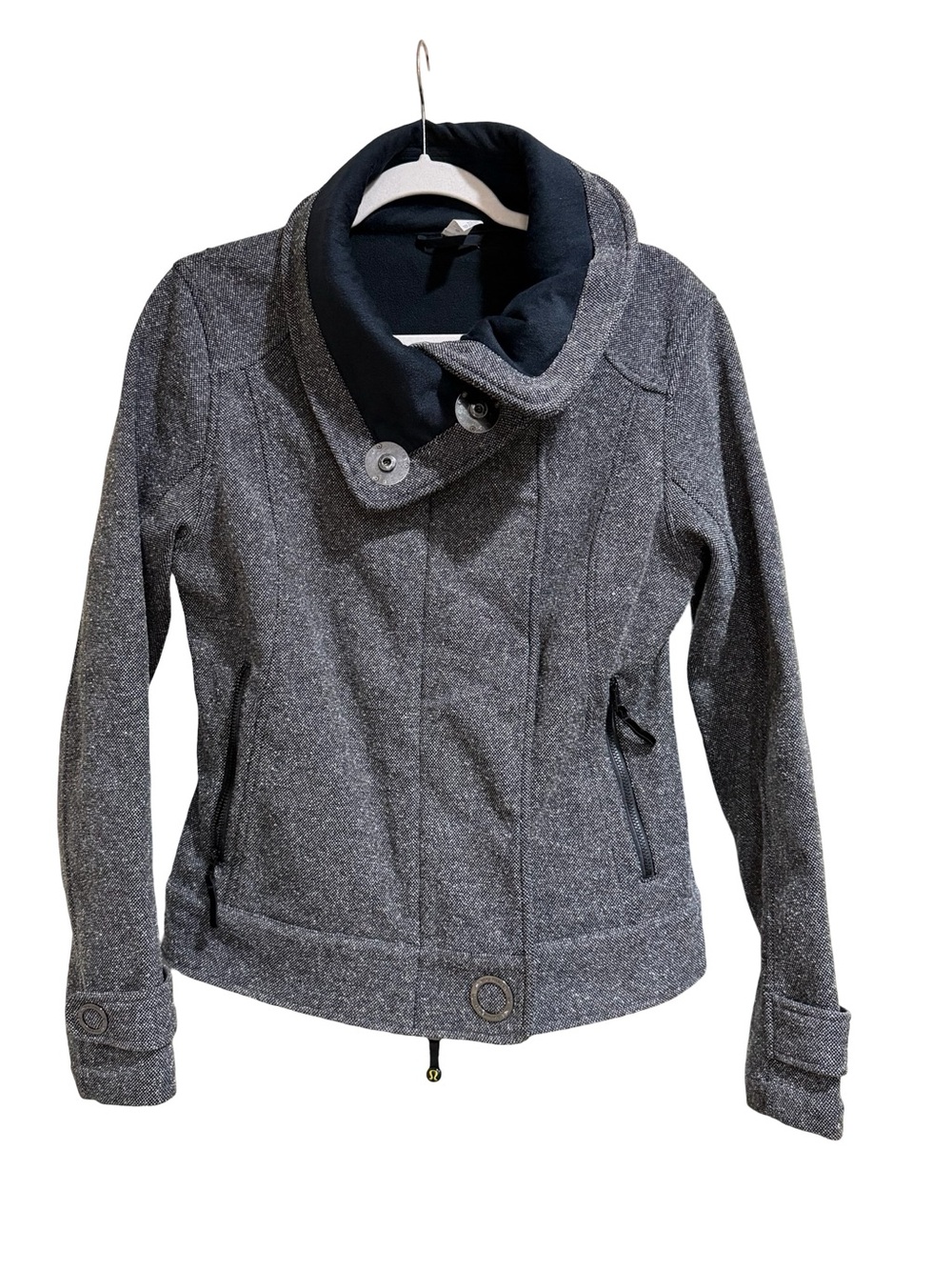 ✨‎ Lululemon Audrey Tweed Bomber Jacket Gray Tweed Zip Front Size 8 - Picture 13 of 13
